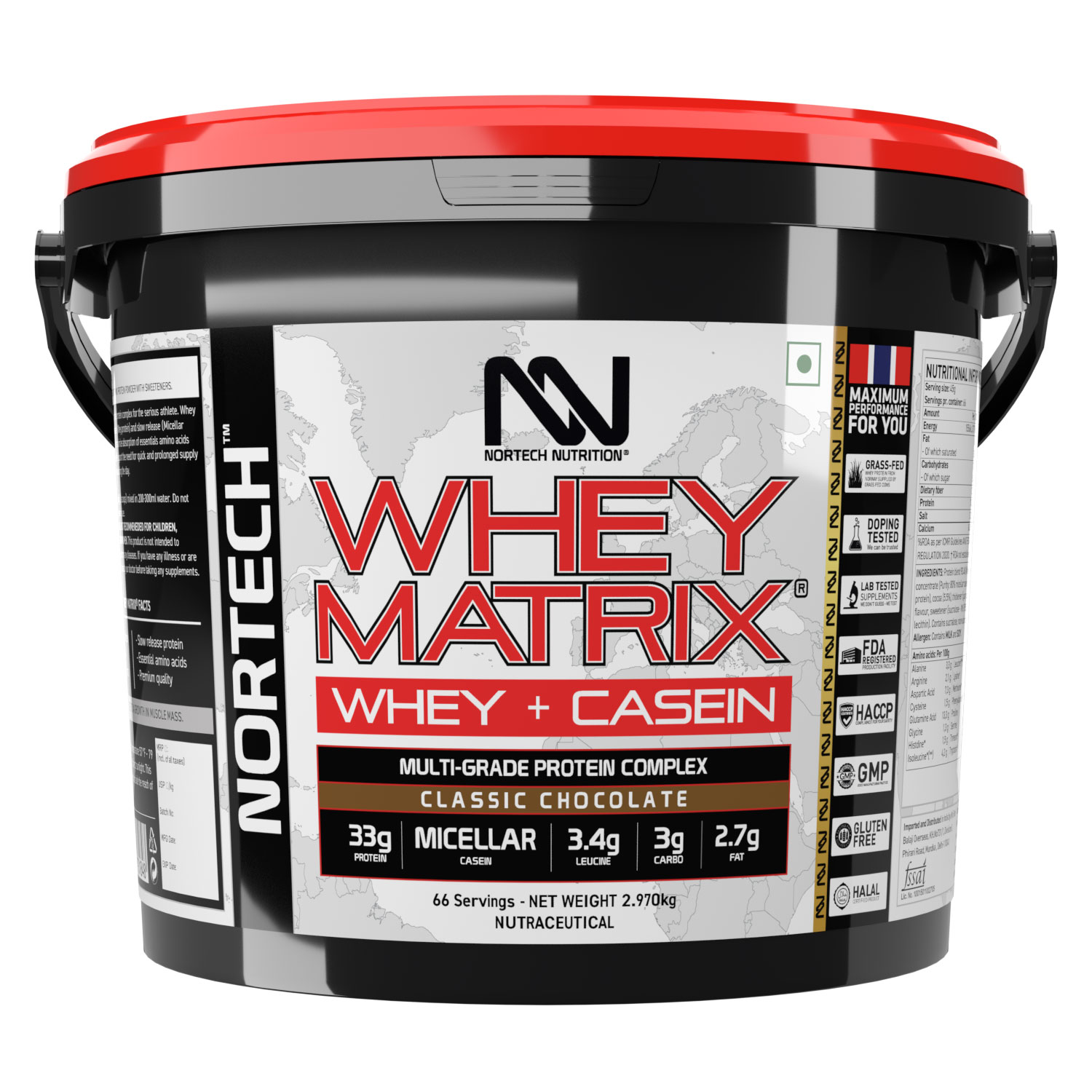 Nortech Nutrition Whey Matrix 6.6 lb (3000g) – Classic Chocolate